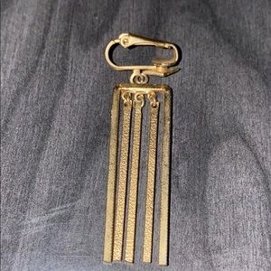 Gold Tone Asymmetrical Dangle Clip On Earring
